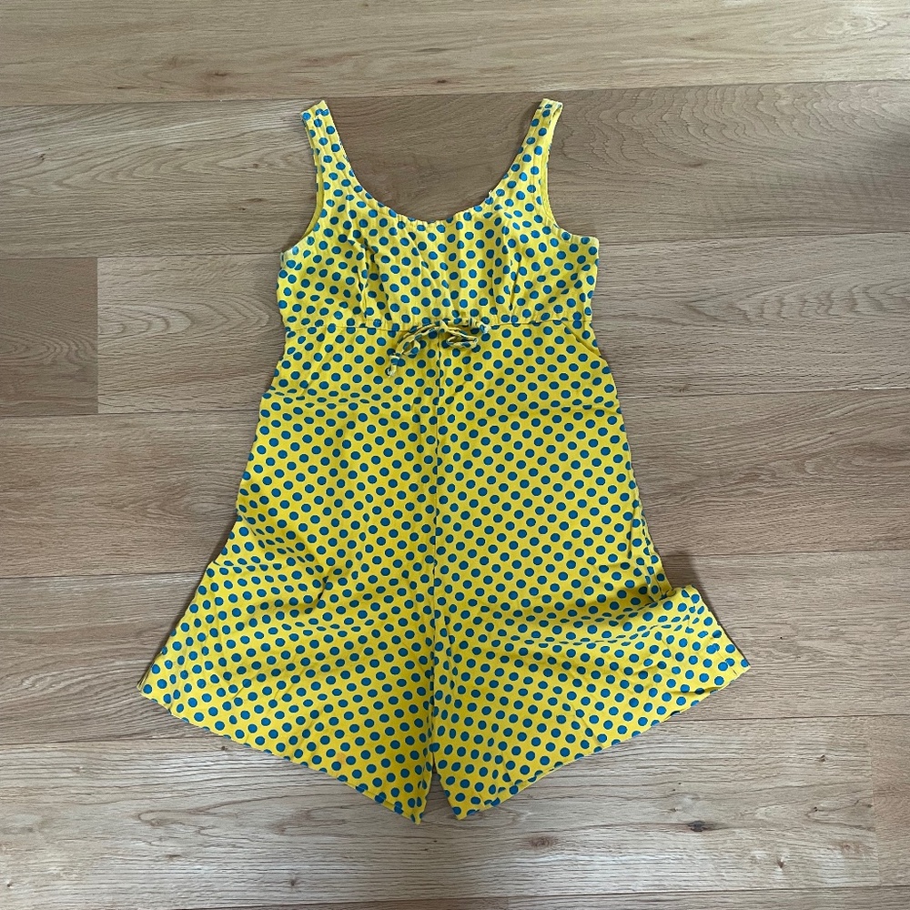 Vintage Yellow and Turquoise Polka Dot Shorts Romper